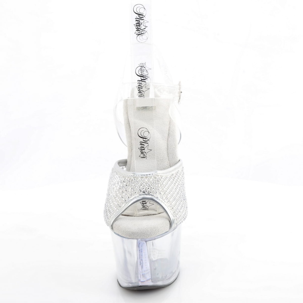 Pleaser - SKY308PREMRSNT Ankle strap sandal - Transparent/Silver coloured